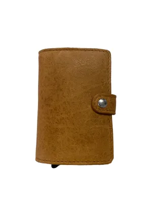 Oran - Dl-02 Leather Spring Load 8 Card Wallet - Tan Hot Item Clearance