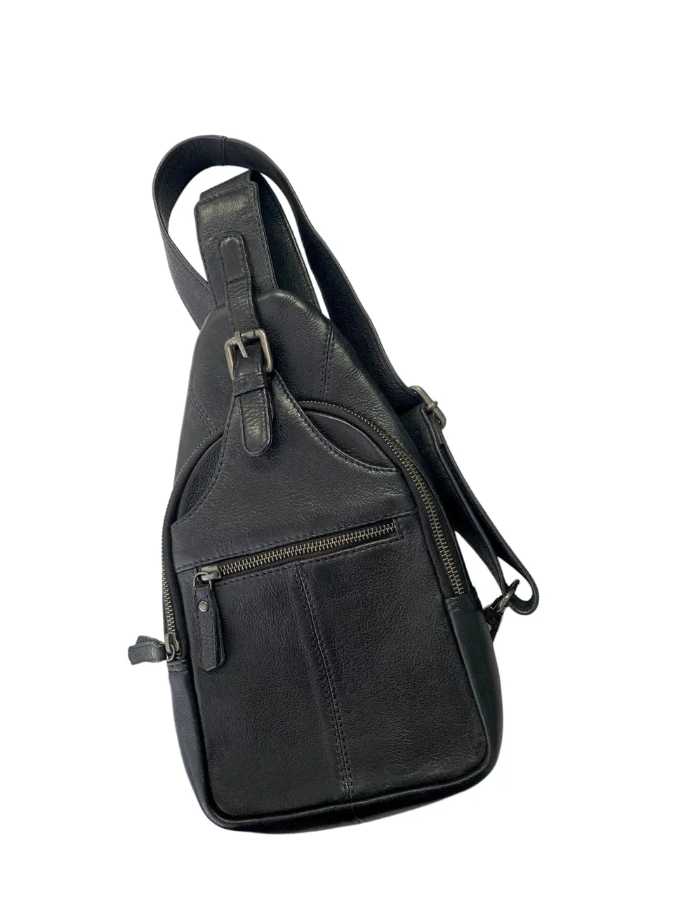 Hot Price Drop Oran - Rh-4605 Mika Leather Sling Chest Bag - Black