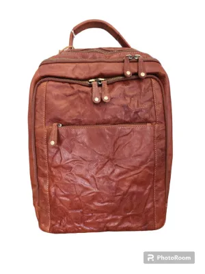 Oran - Ob-794 Mike Large 3Section Leather Laptop Backpack - Brown Biggest Savings Now