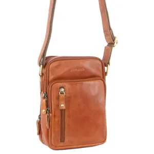 Pierre Cardin Rustic Leather Multi-Compartment Cross-Body Bag Mega Discount Today