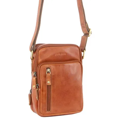 Pierre Cardin Rustic Leather Multi-Compartment Cross-Body Bag Mega Discount Today