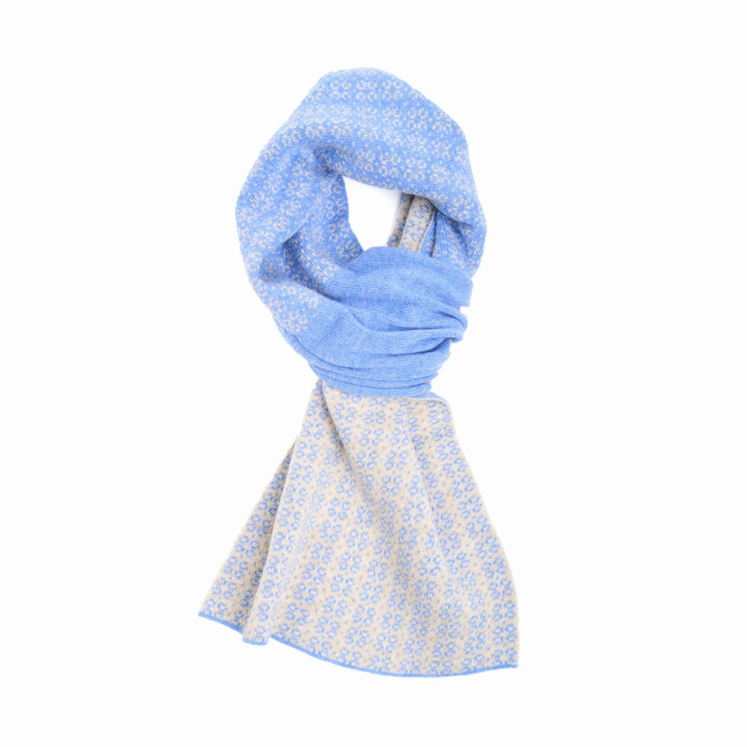 Clearance Event Powder Blue And Beige Neck Warmer With Micro Pattern