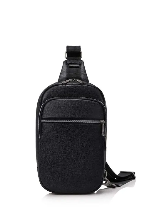 Trending Now Discount Todays Best Deal Samsonite - Classic Leather Sling Bag - Black