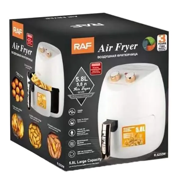 Raf Air Fryer, 5.8Lit, 1500Watts, White