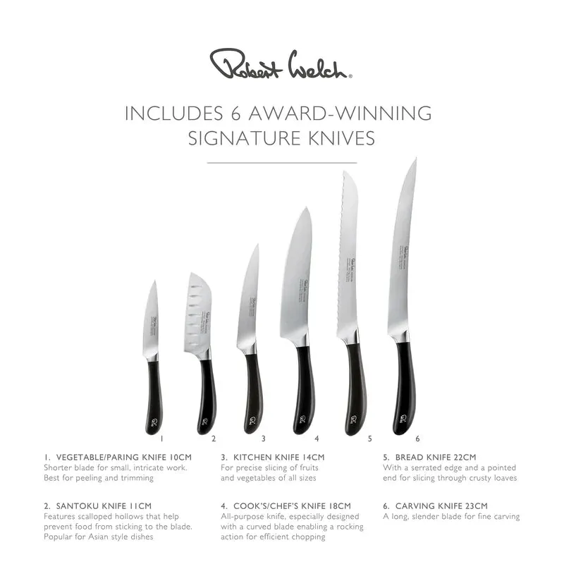 Robert Welch Signature Knife Block Set with Pull Through Sharpener