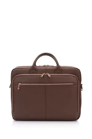 Samsonite - Classic Leather 15.6In Topload Brifecase - Chocolate Trending Savings Now