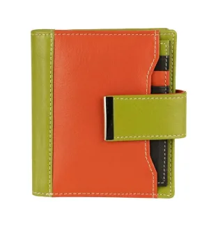 Steal the Deal Now Franco Bonini 21-01 Orange/Multi Rfid Leather Wallet Removable Card Holder