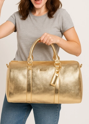 Glittery Gold Cabin Bag With Toiletry Pouch Hot Discount Deal Dont Miss Out