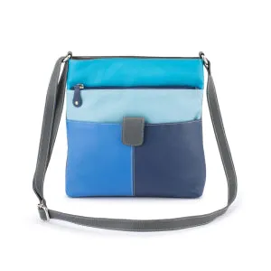 Flash Deal Alert Franco Bonini - 1300 Large Front Tab Multi Pocket Side Bag- Blue Multi