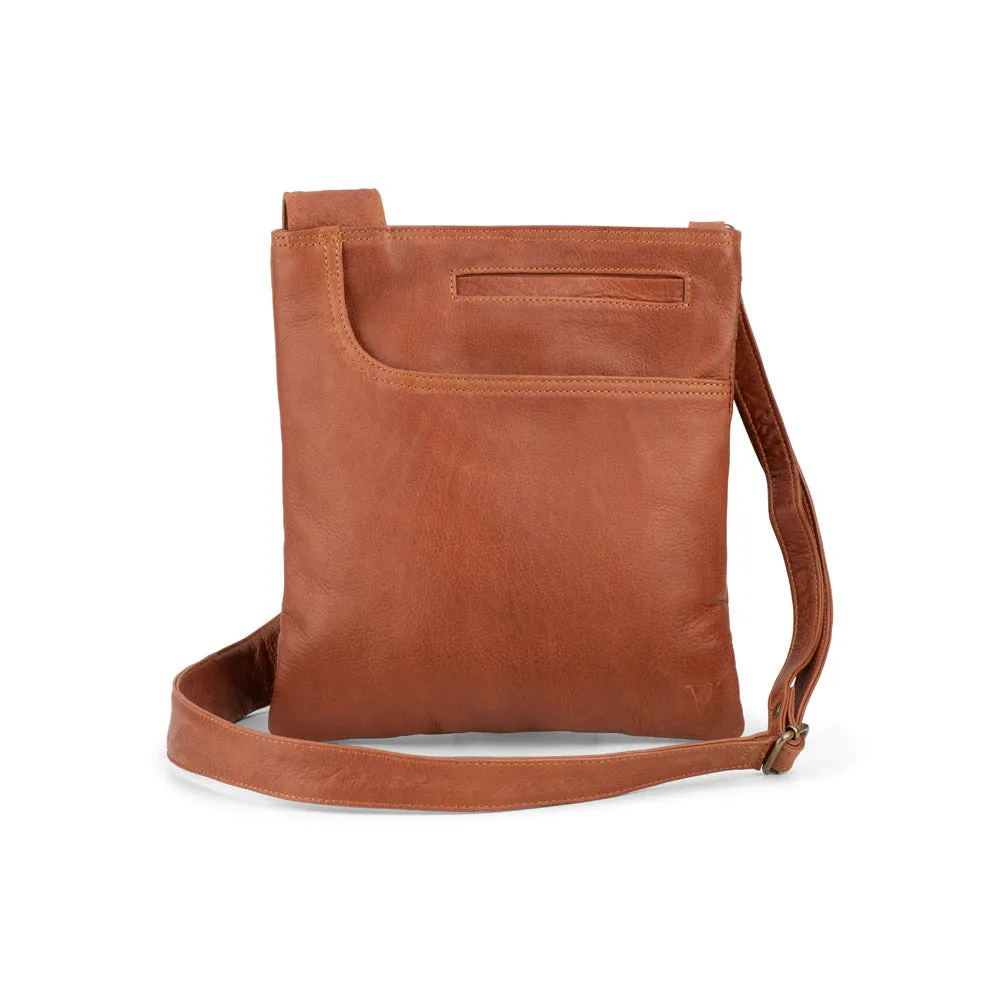 Exclusive Deal Inside Verona - Vcb-02 Square Leather Sling Sidebag - Cognac