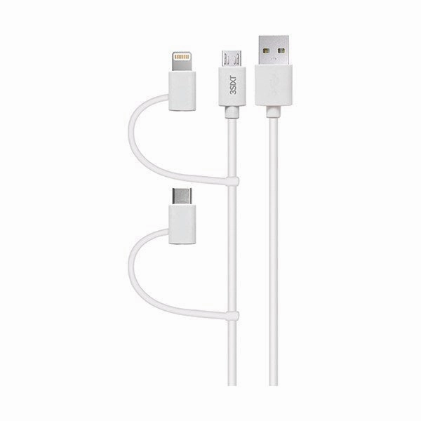 Best Seller Discount Dont Miss These Savings 3Sixt Cable - Usb-A To Usb-C/Lightning/Microusb-1M-White