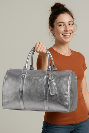 Silver Cabin Bag With Toiletry Pouch Grab It Fast