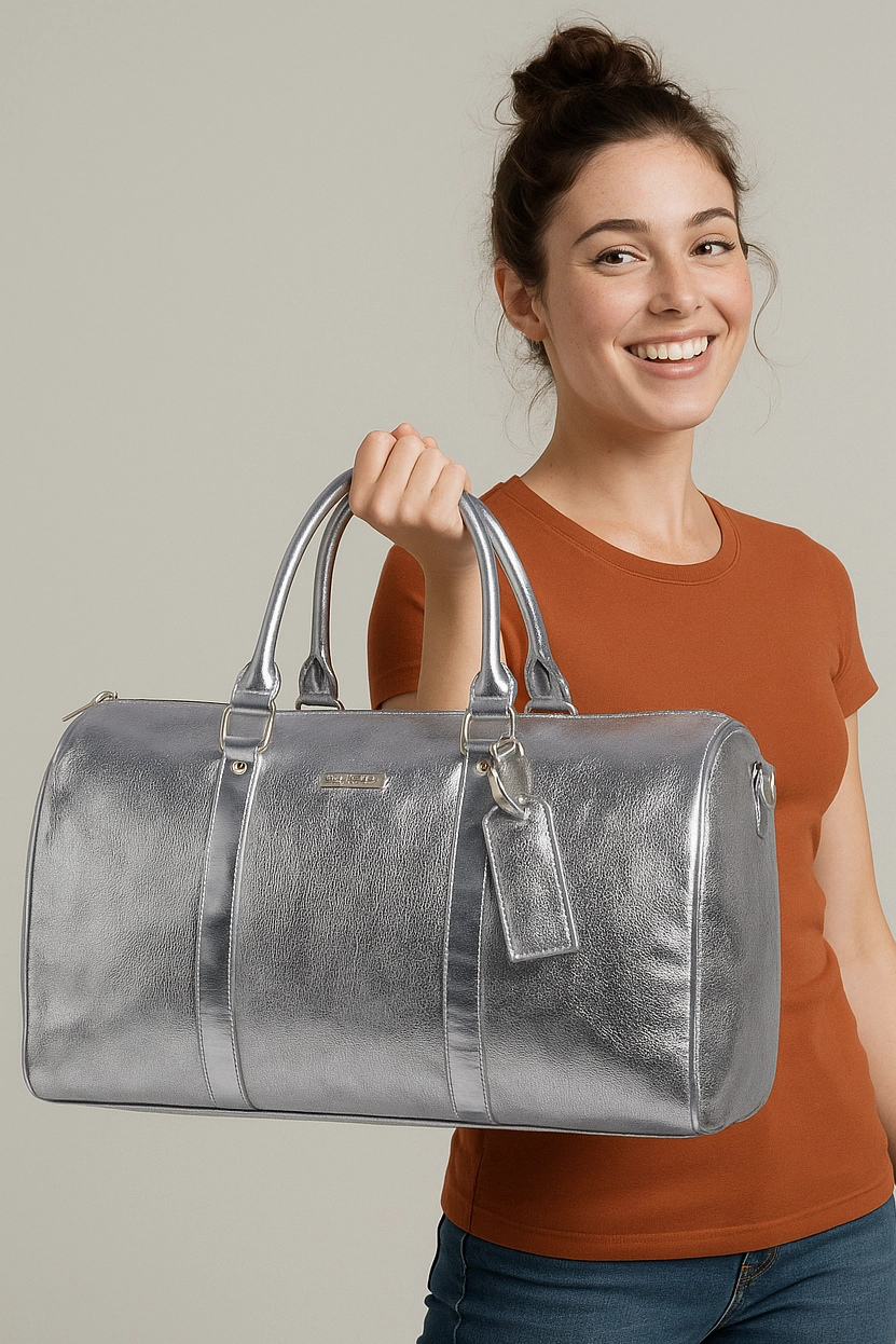 Silver Cabin Bag With Toiletry Pouch Grab It Fast
