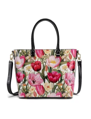 Today Only Discount Price Drop Today Serenade - Sf21-8787 Spring Tulip Patent Leather Grip Handle Bag
