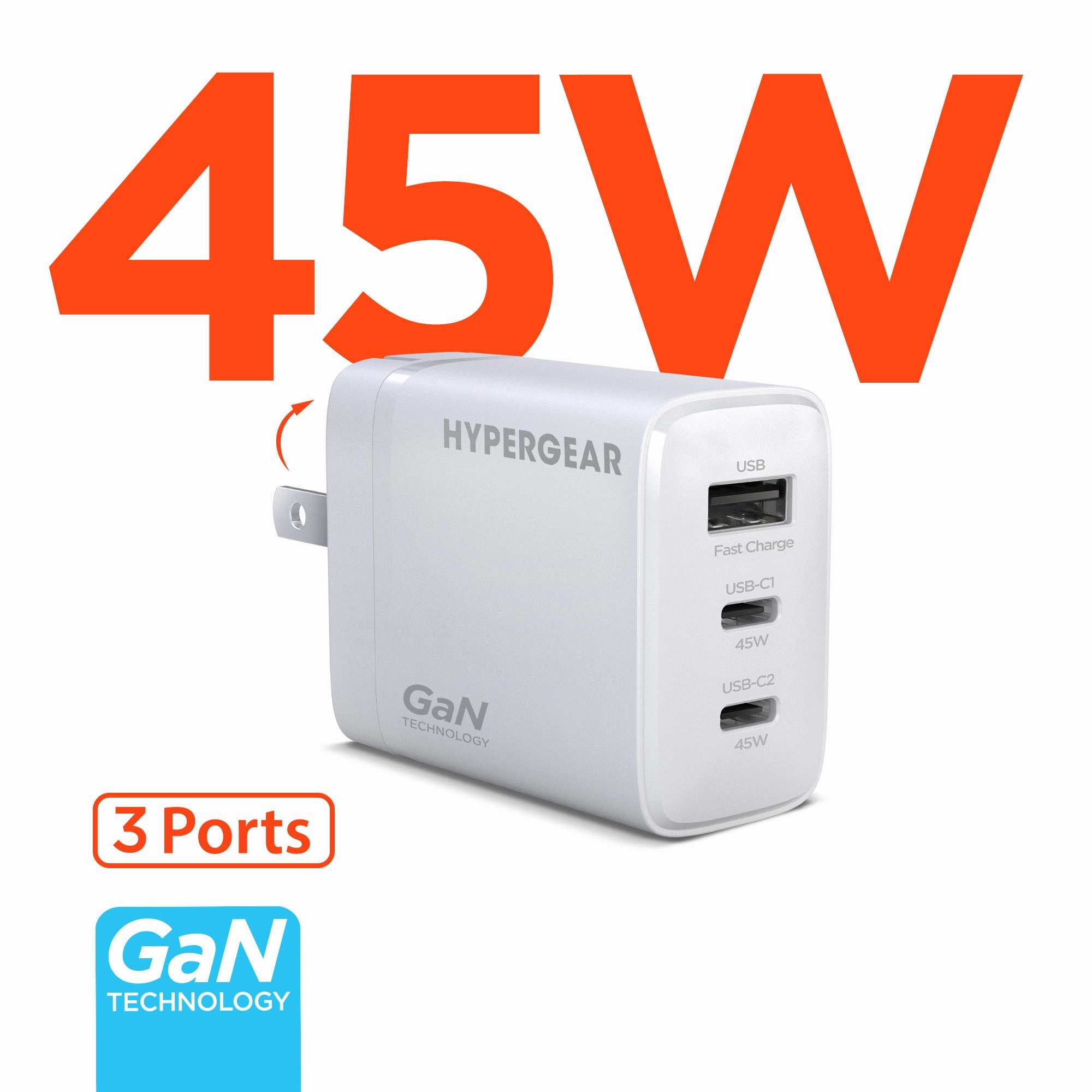 Shop Smart Deals Speedboost 45W Usb-C Pd Tri-Port Gan Fast Wall Charger With Pps | White