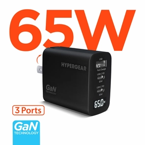 Todays Special Picks Instant Hot Deal Speedboost 65W Usb-C Pd Tri-Port Gan Laptop Charger With Pps And Digital Display | Black