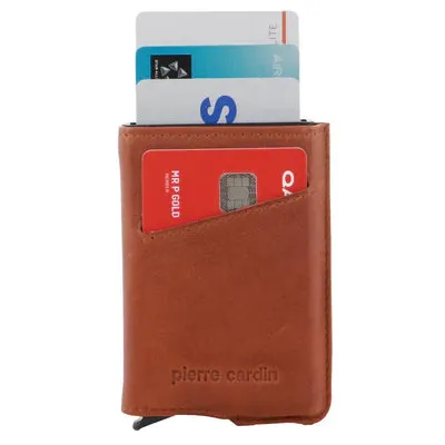 Shop Hot Deals Pierre Cardin - Vert Leather Card Holder W Slider Pc3643- Tan