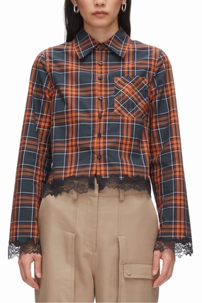 Plaid Mix Cropped Shirt Big Savings Today Online Exclusive Deal