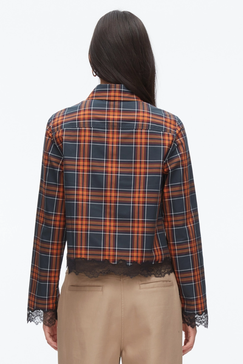 Plaid Mix Cropped Shirt Save Big Online