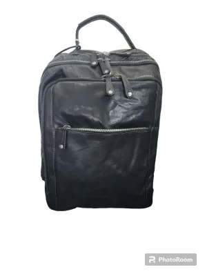 Oran - Ob-794 Mike Large 3Section Leather Laptop Backpack - Black Deal of the Day