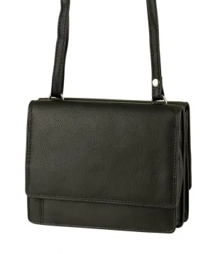 Limited Stock Deals Surprise Discount Today Franco Bonini 19-070 Black Leather 2 Sided Oraganiser Handbag