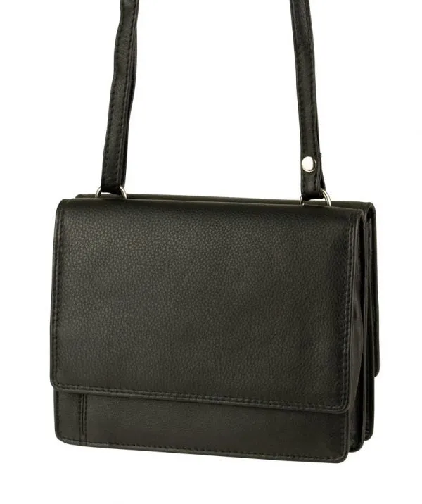 Limited Stock Deals Surprise Discount Today Franco Bonini 19-070 Black Leather 2 Sided Oraganiser Handbag