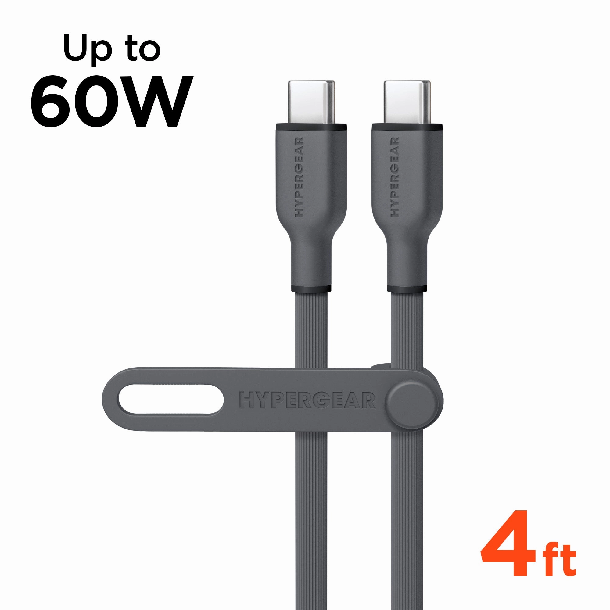 Trending Deals Today Flexi Pro Usb-C To Usb-C Soft-Touch Silicone Fast Charge Cable | 4Ft | Gray