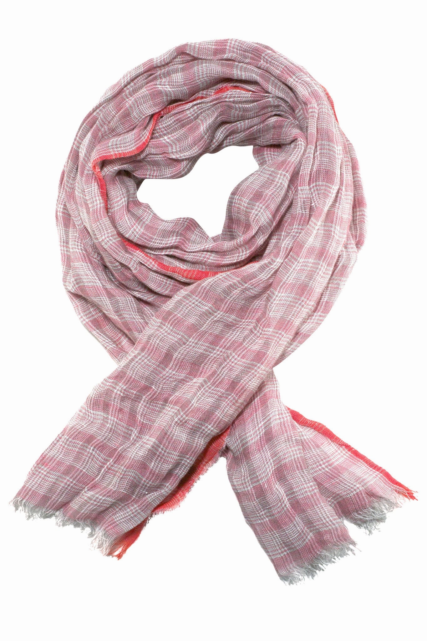 Instant Savings Inside Rose Coloured Scarf In Prince Of Wales Check
