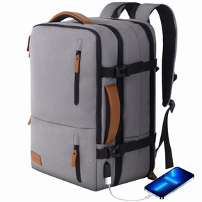 Travelite - Tl230626 17.3In Laptop Overnight Backpack W Usb Port - Grey Instant Deal Today Exclusive Online Discount