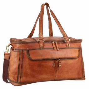 Trending Savings Now Special Deal Frenzy Pierre Cardin - Pc3342 Leather Wide Opening Overnight Bag - Cognac