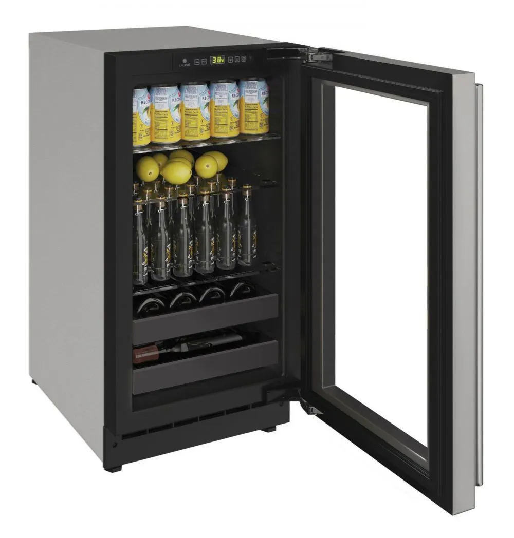 U-Line U2218BEVS15A 2218Bev 18" Beverage Center With Stainless Frame Finish And Left-Hand Hinge Door Swing (115 V/60 Hz Volts /60 Hz Hz)