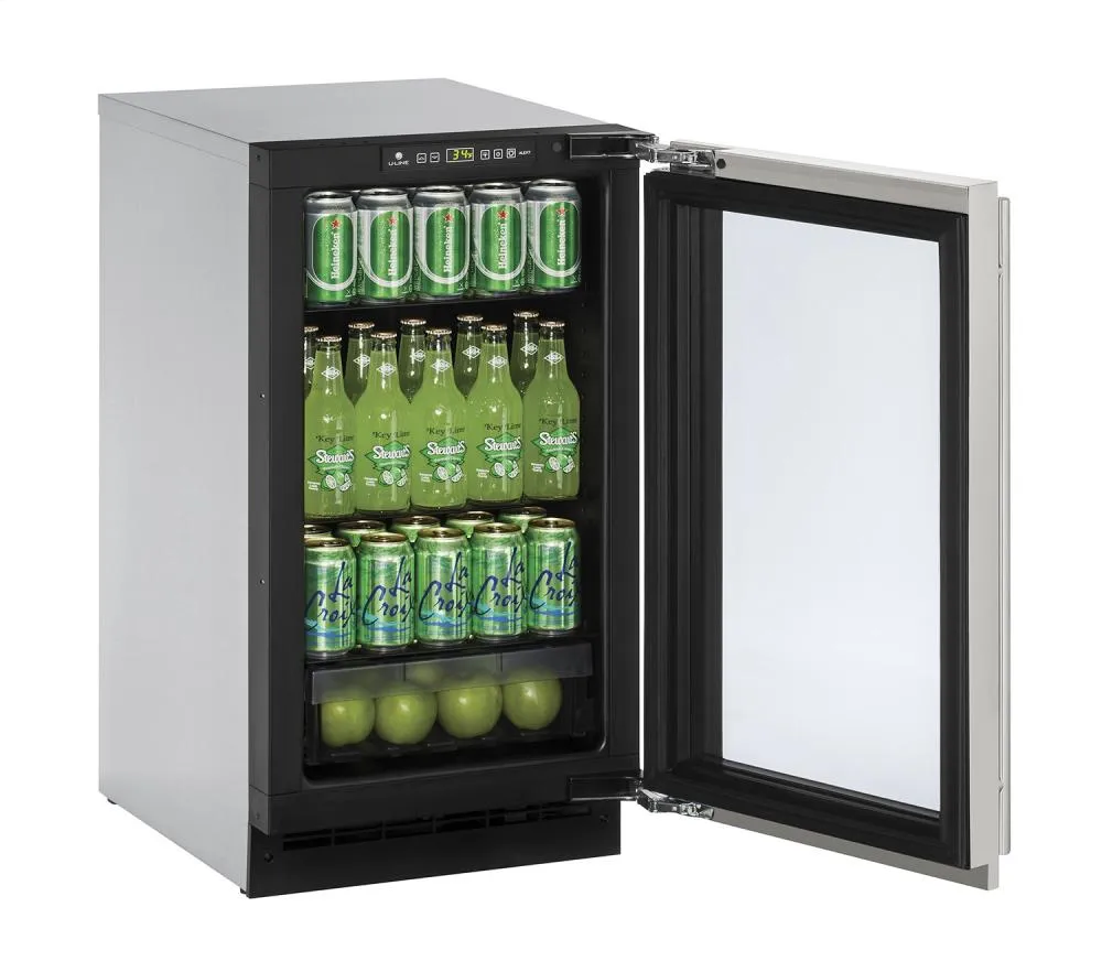 U-Line U2218RGLINT01A 18" Glass Door Refrigerator Integrated Frame Left-Hand Hinge