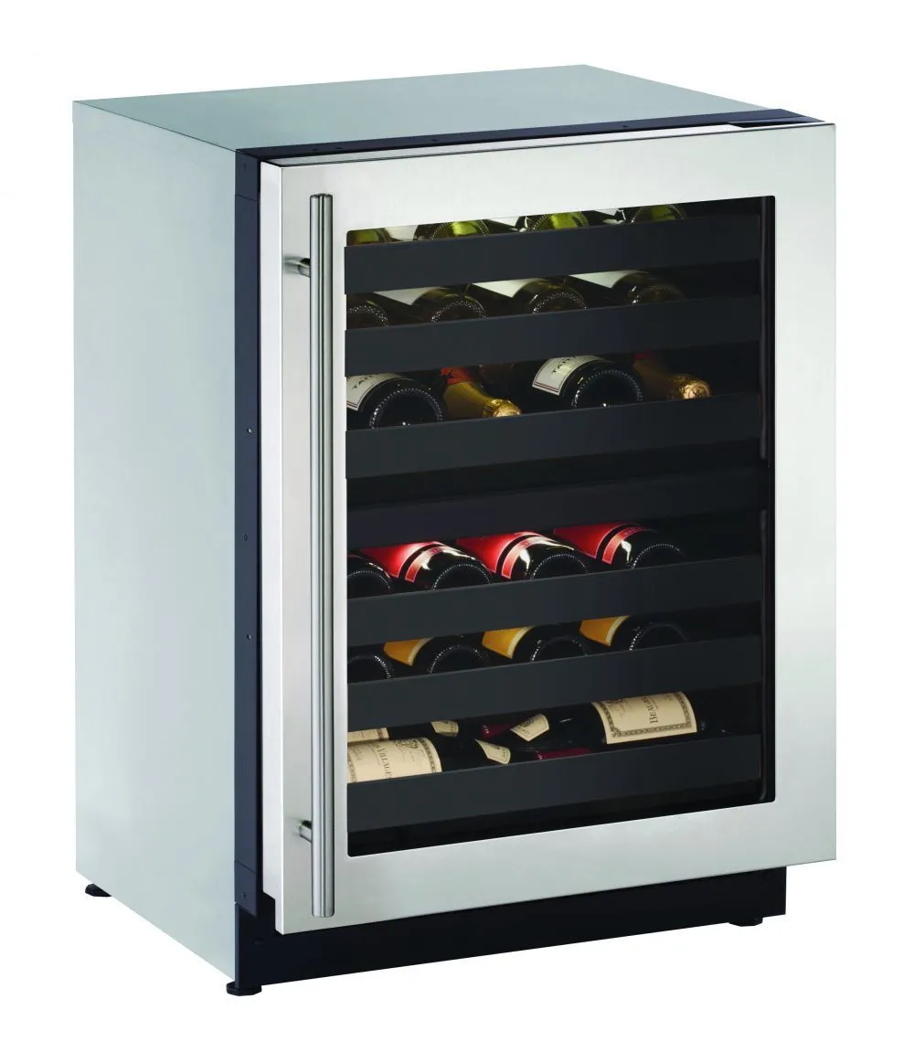 U-Line U2224ZWCS15B 2224Zwc 24" Dual-Zone Wine Refrigerator With Stainless Frame Finish And Left-Hand Hinge Door Swing (115 V/60 Hz Volts /60 Hz Hz)