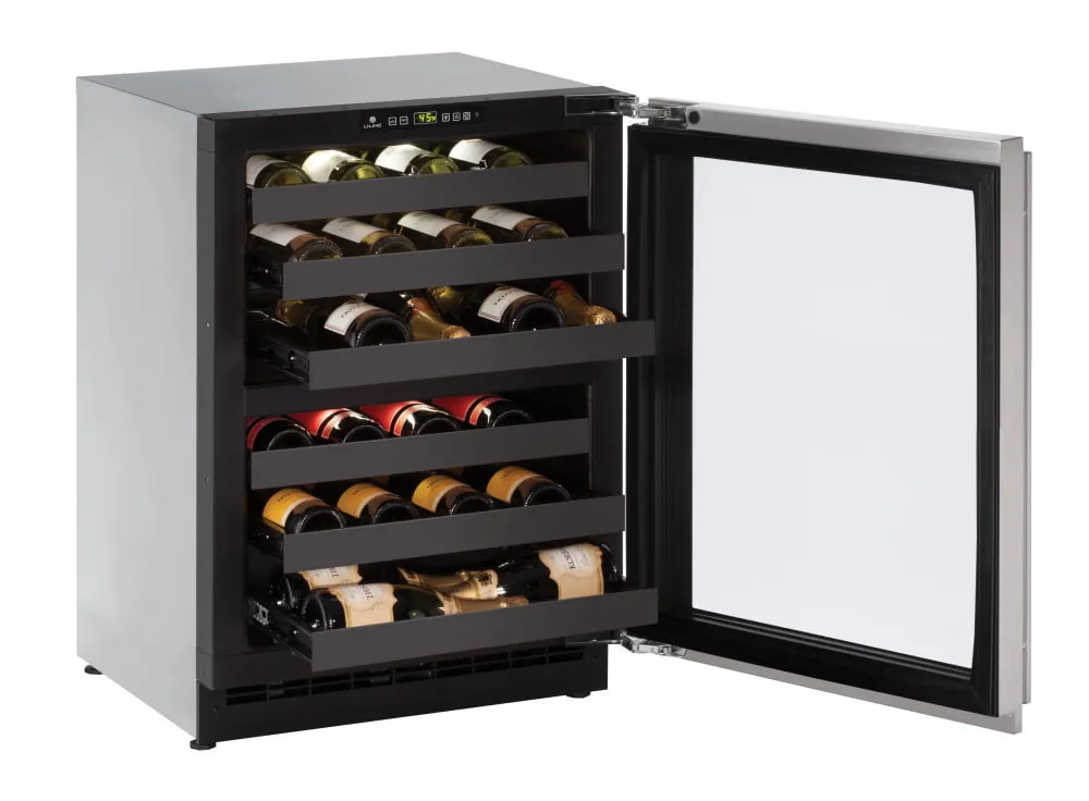 U-Line U2224ZWCS15B 2224Zwc 24" Dual-Zone Wine Refrigerator With Stainless Frame Finish And Left-Hand Hinge Door Swing (115 V/60 Hz Volts /60 Hz Hz)