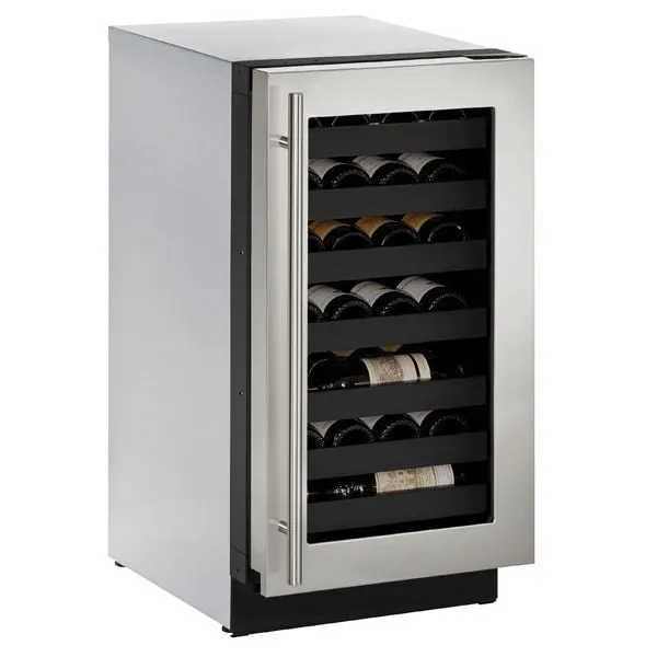 U-Line U3018WCS15B 3018Wc 18" Wine Refrigerator With Stainless Frame Finish And Left-Hand Hinge Door Swing (115 V/60 Hz Volts /60 Hz Hz)