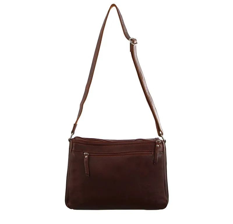 Milleni - Nl9426 Leather Multi Compartment Cross-Body Bag - Chestnut Hot Pick Deal