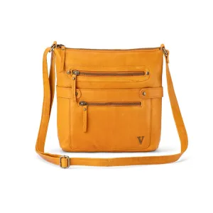 Deal Frenzy Today Shop Today Save Verona - Vcb-004 Leather Top Zip Shoulder Bag Front Pockets - Tan