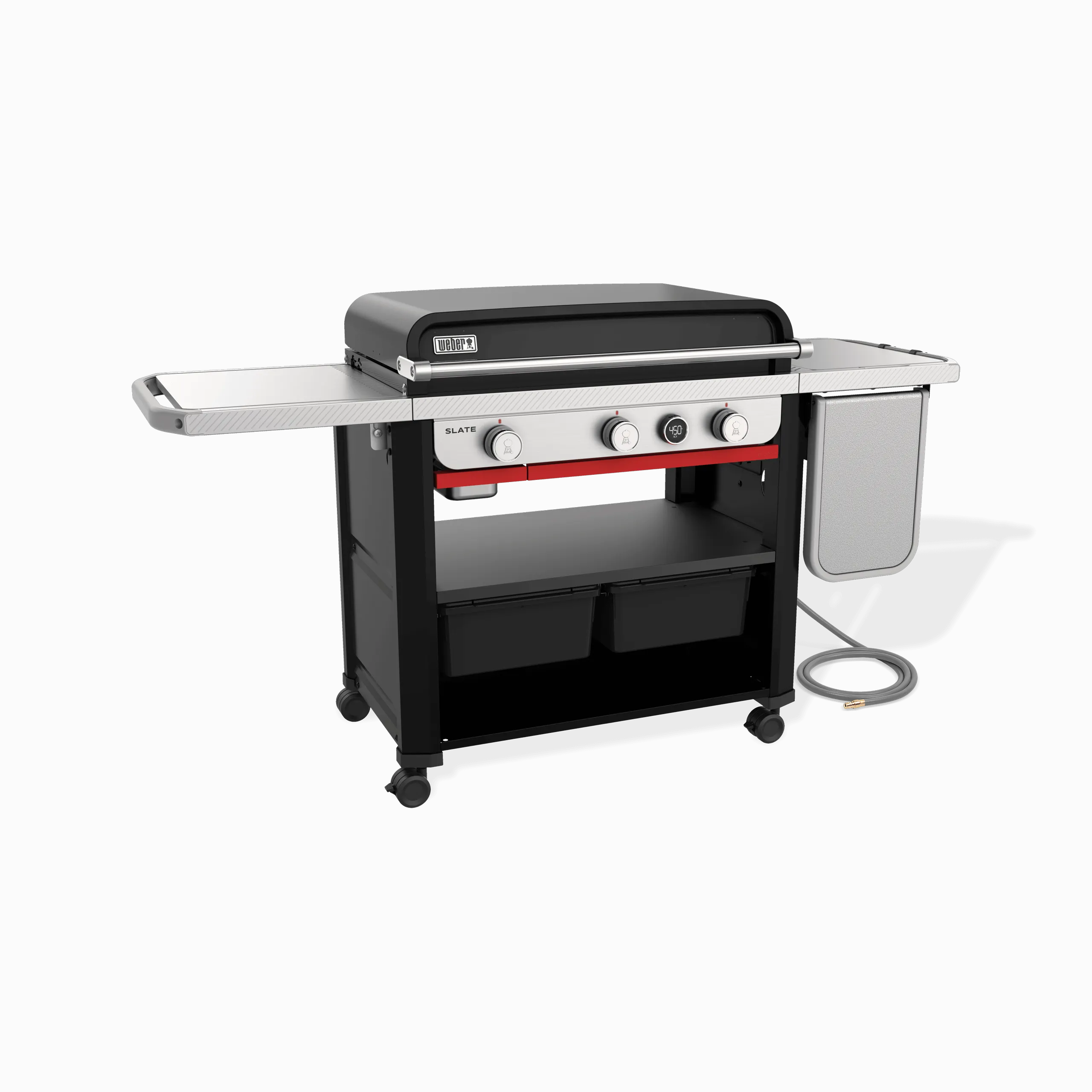 Weber 1500420 Slate&#8482; 30" Rust-Resistant Griddle With Extendable Side Table (Natural Gas) - Black