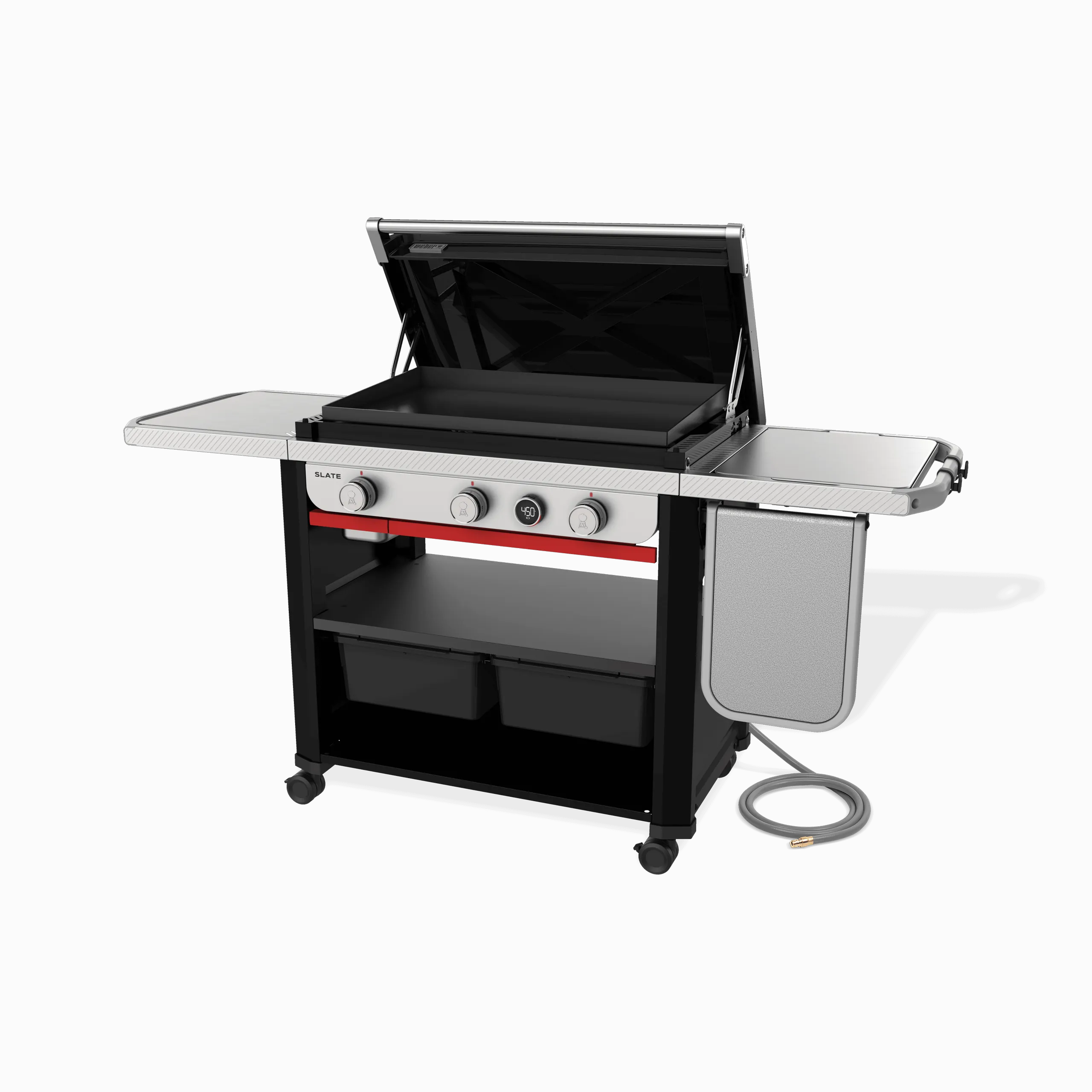 Weber 1500420 Slate&#8482; 30" Rust-Resistant Griddle With Extendable Side Table (Natural Gas) - Black