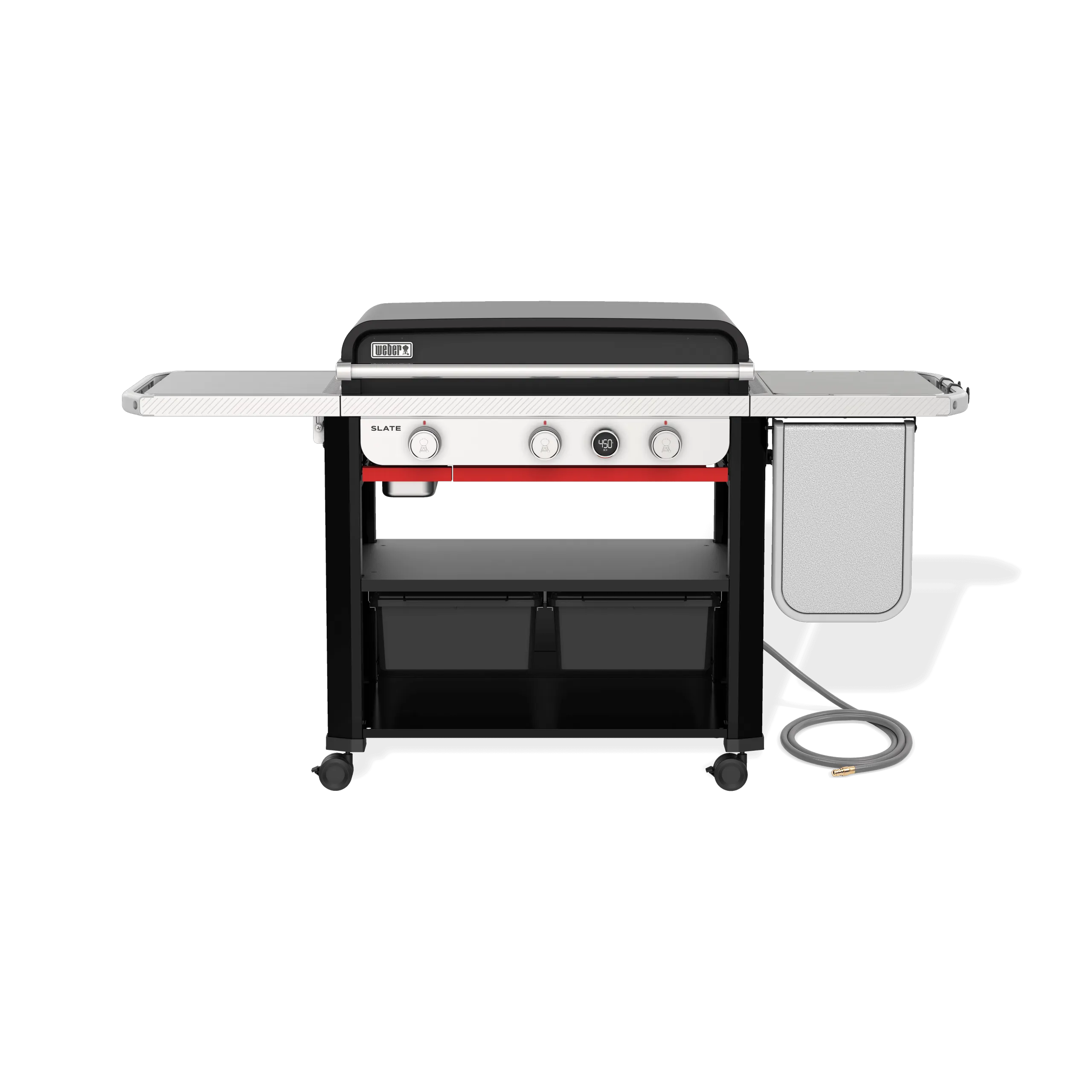 Weber 1500420 Slate&#8482; 30" Rust-Resistant Griddle With Extendable Side Table (Natural Gas) - Black