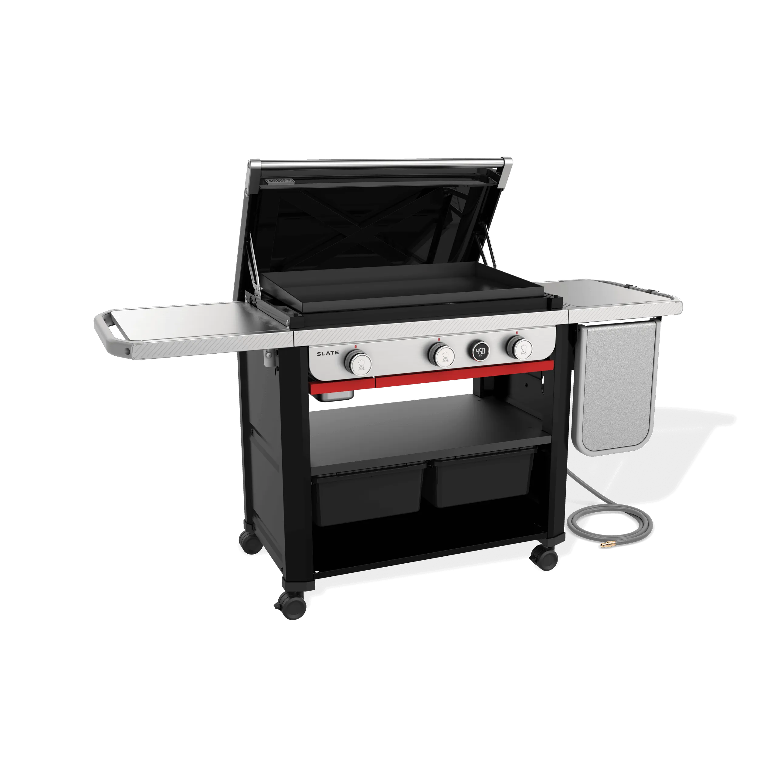 Weber 1500420 Slate&#8482; 30" Rust-Resistant Griddle With Extendable Side Table (Natural Gas) - Black