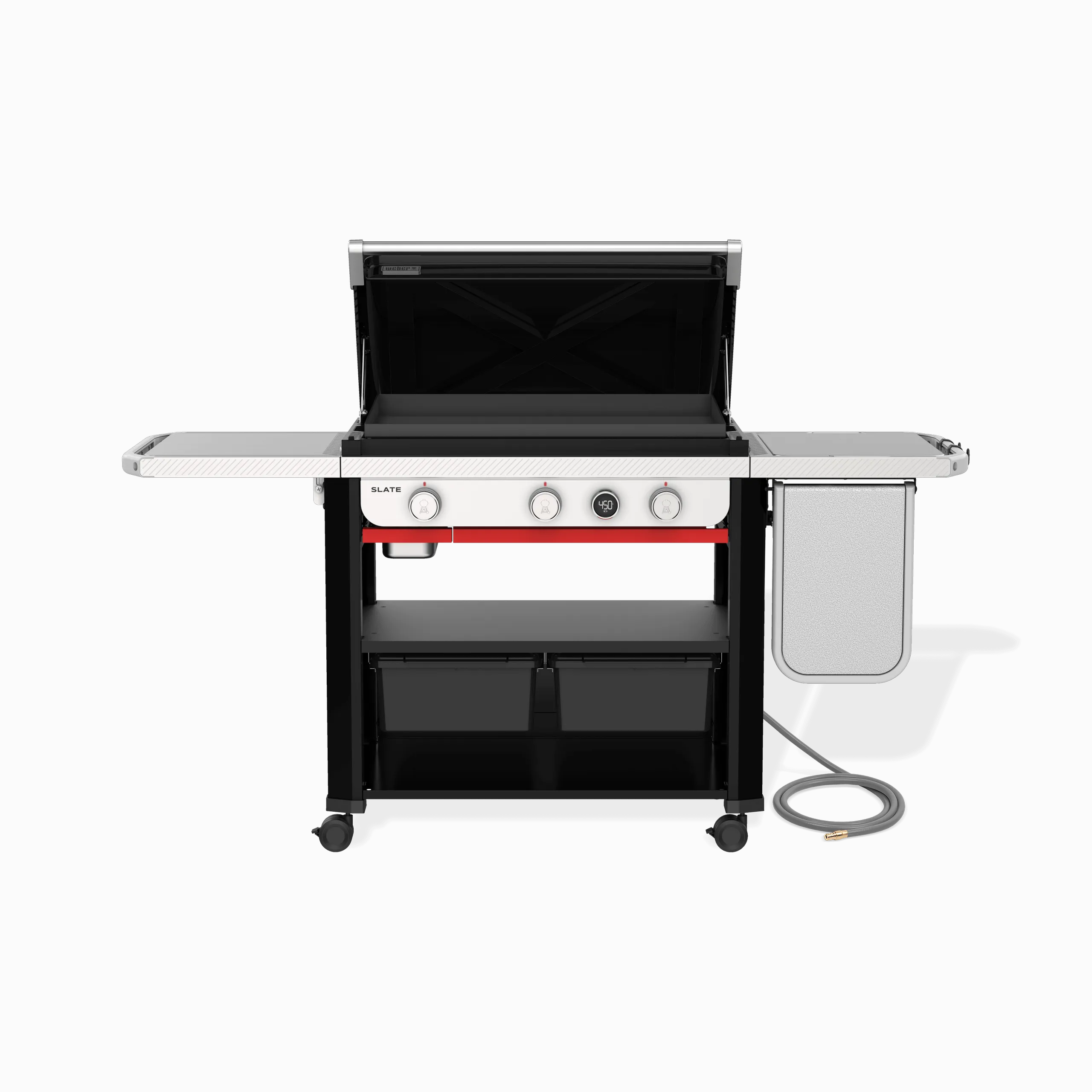 Weber 1500420 Slate&#8482; 30" Rust-Resistant Griddle With Extendable Side Table (Natural Gas) - Black