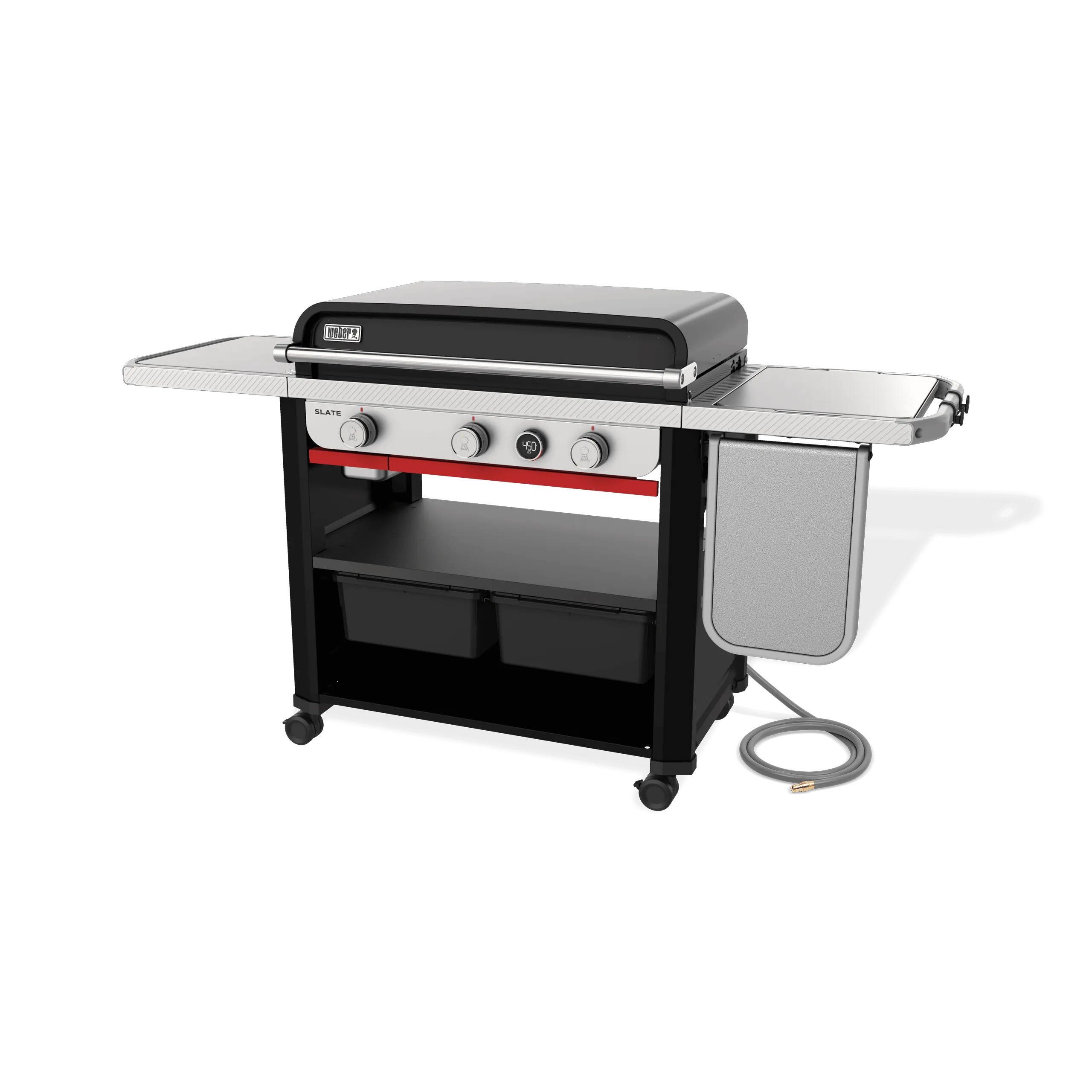 Weber 1500420 Slate&#8482; 30" Rust-Resistant Griddle With Extendable Side Table (Natural Gas) - Black