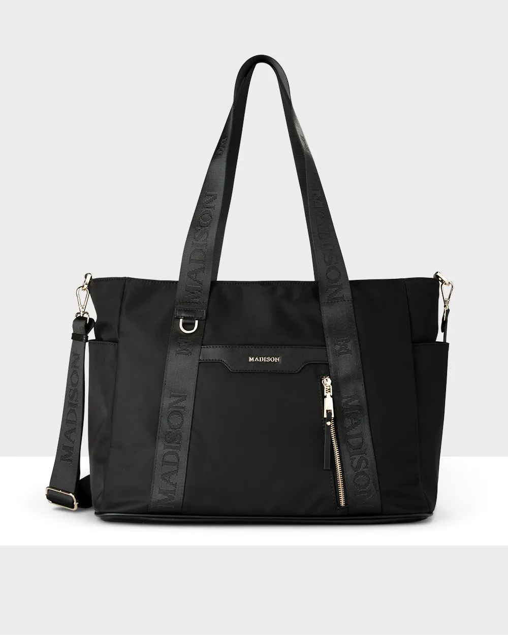 Anita Large Nylon Tote Bag With Monogram Webbing Strap Gift Ideas Galore