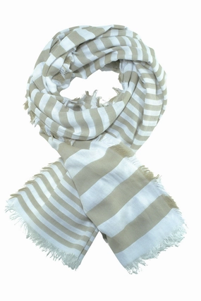 Hot Price Drop Ultra Soft Scarf With Sand-Coloured Stripes