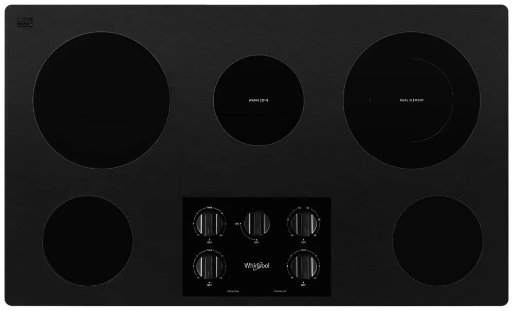 Whirlpool WCE55US6HB 36-Inch Electric Ceramic Glass Cooktop With Dual Radiant Element