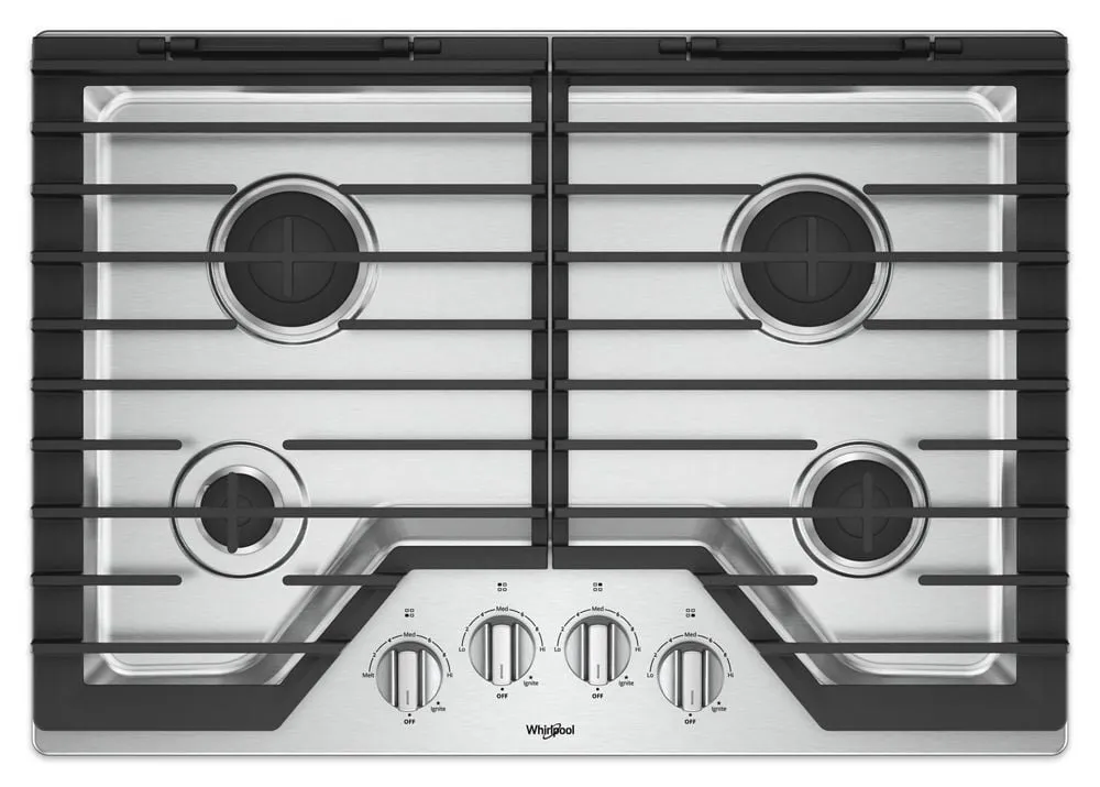 Whirlpool WCG55US0HS 30-Inch Gas Cooktop With Ez-2-Lift Hinged Cast-Iron Grates