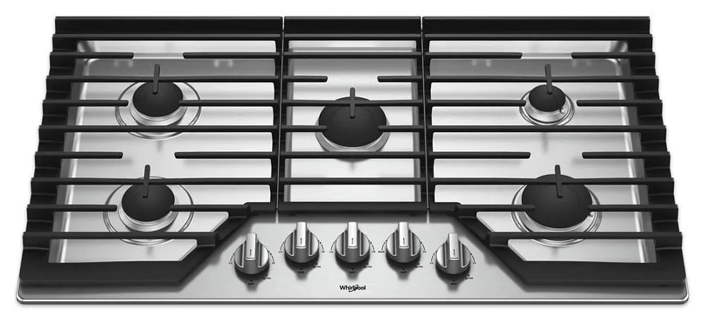 Whirlpool WCG55US6HS 36-Inch Gas Cooktop With Ez-2-Lift Hinged Cast-Iron Grates