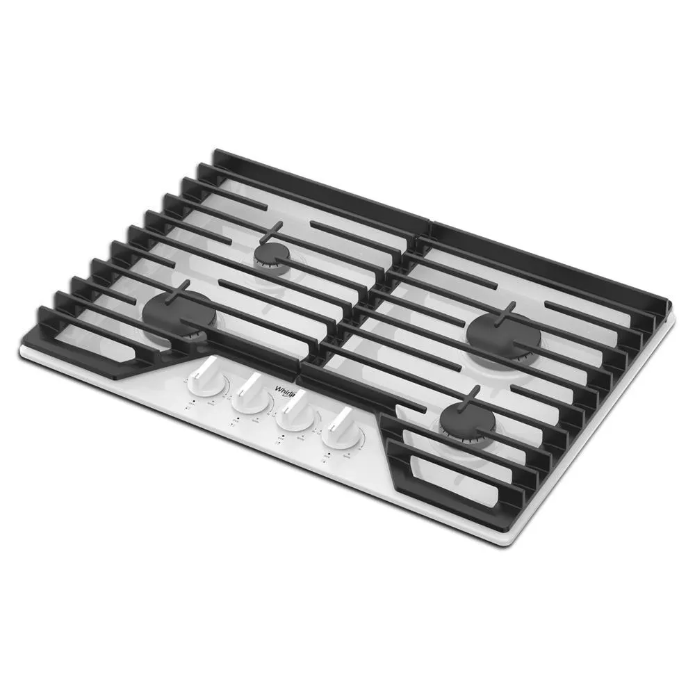 Whirlpool WCGK5030PW 30-Inch Gas Cooktop With Ez-2-Lift&#8482; Hinged Cast-Iron Grates