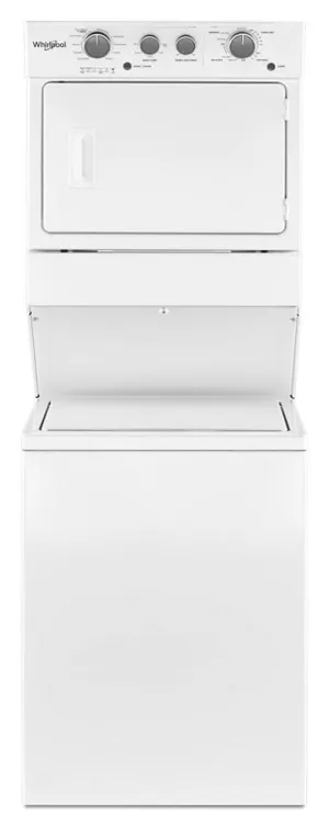 Whirlpool WGTLV27HW 3.5 Cu.Ft Long Vent Gas Stacked Laundry Center 9 Wash Cycles And Wrinkle Shield